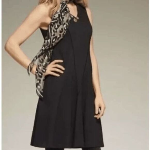 CAbi Ponte Knit Sleeveless V-Neck Dress Black Lined Seams Flattering Size XL - Picture 1 of 10